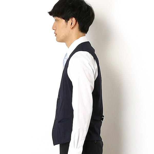 SUIT SELECT 【COOLMAX使用】メンズ ジレ ベスト ネイビー 夏用 接触冷