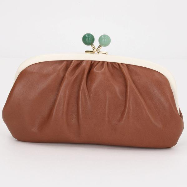 perche がま口長財布 がま口財布 ジェムストーン ペルケ perche ジェムストーンがま口長財布 （ブラック