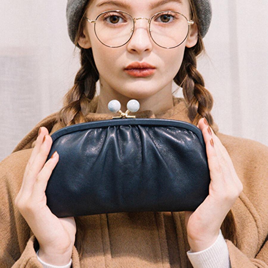 新品未使用 perche ペルケ ジェムストーン がま口 長財布 タイガーアイ ペルケ perche ジェムストーンがま口長財布 （ミックスベージュ