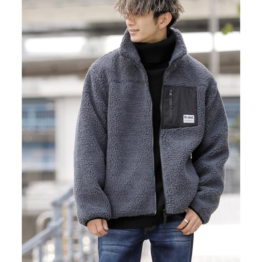 No sweat.×ADMIX】 もこもこ シェルパ ボア / ジップアップ ブルゾン