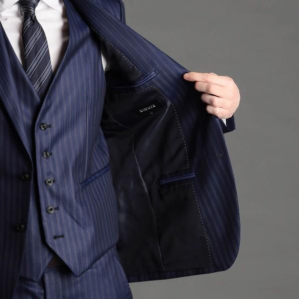 美品　MONSIEUR NICOLE セットアップ ビジネススーツ ストライプ ムッシュニコル MONSIEUR NICOLE ドビーストライプ スーツ （60ブルー