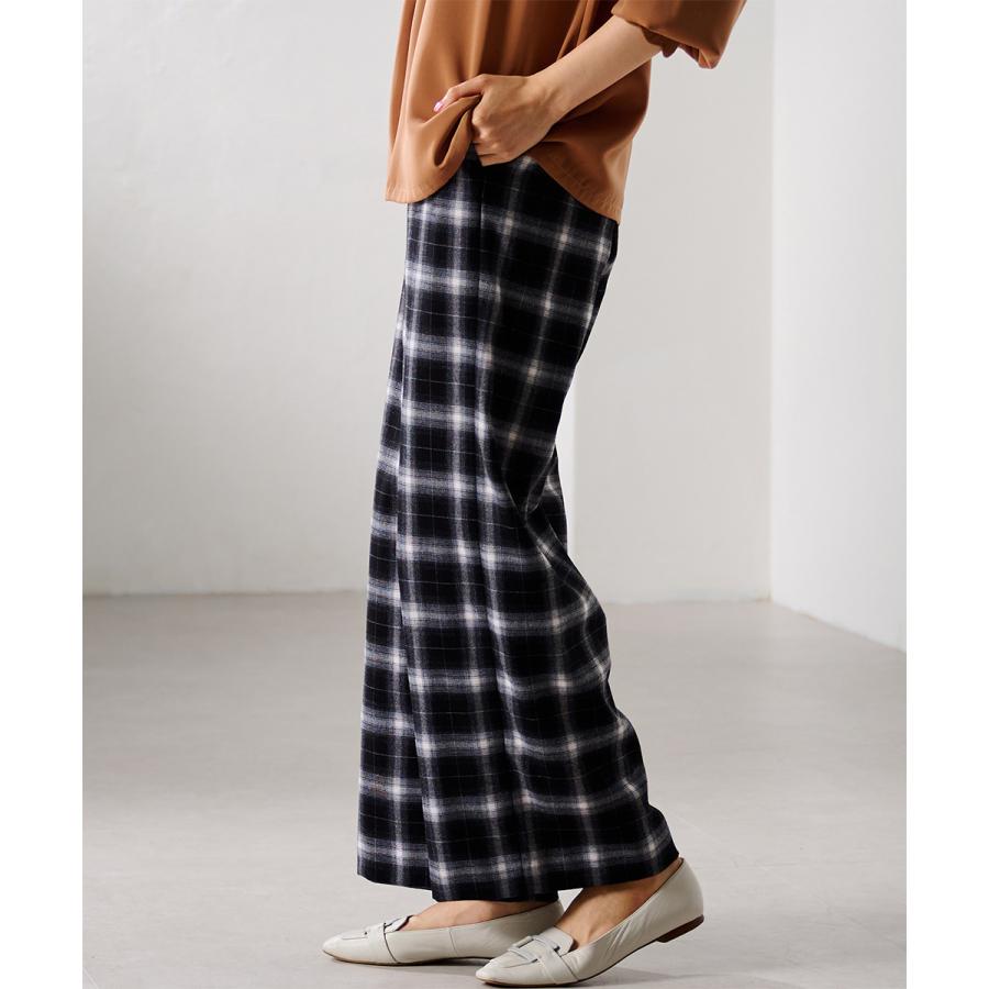 RANAN（ラナン） ウール見えチェック柄ワイドパンツ : マルイ(丸井