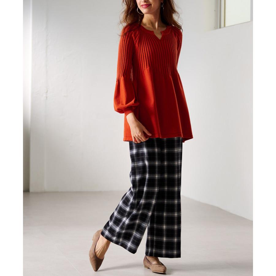 RANAN（ラナン） ウール見えチェック柄ワイドパンツ : マルイ(丸井