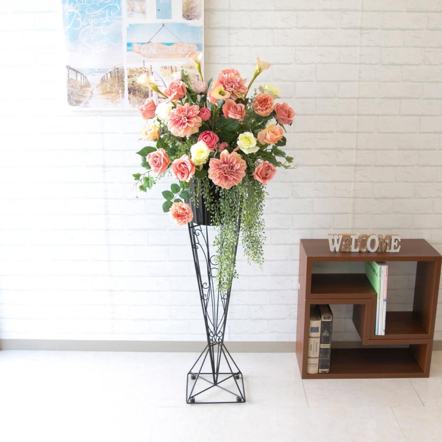 Pa328 造花スタンドアレンジ ローズ ダリア カラー ハンギングリーフ ブリティッシュアイアンスタンド90 フラワーアレンジメント スタンド花 お祝い花 Pa328 0101pp Shop Yahoo 店 通販 Yahoo ショッピング