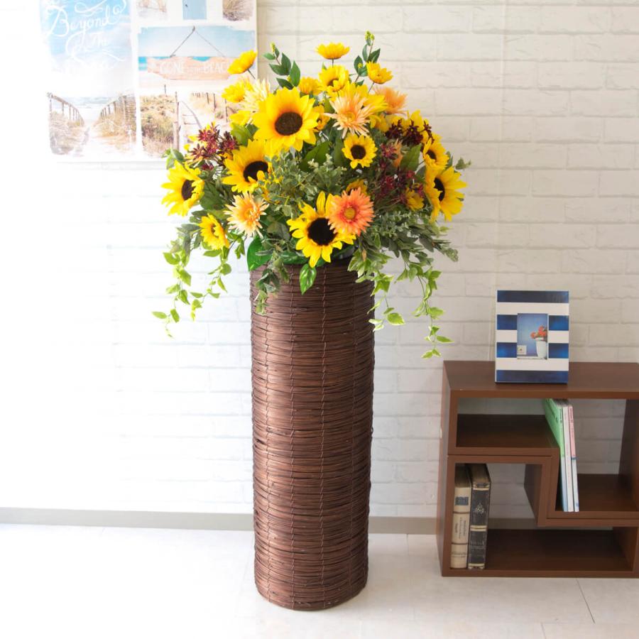 Pa336 造花スタンドアレンジ ひまわり ガーベラ オレガノ ポリシャス ユーカリ ホヤ シリンダーバスケットスタンド90 フラワーアレンジメントお祝い花 Pa336 0101pp Shop Yahoo 店 通販 Yahoo ショッピング