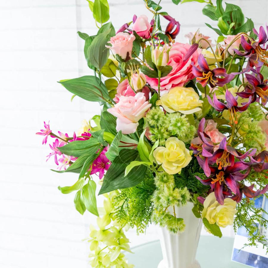 Pas017 造花アレンジメント ローズ オーキッド タイガーリリー 陶器鉢 アレンジメントフラワー 店内装飾 送料無料 Pas017 0101pp Shop Yahoo 店 通販 Yahoo ショッピング