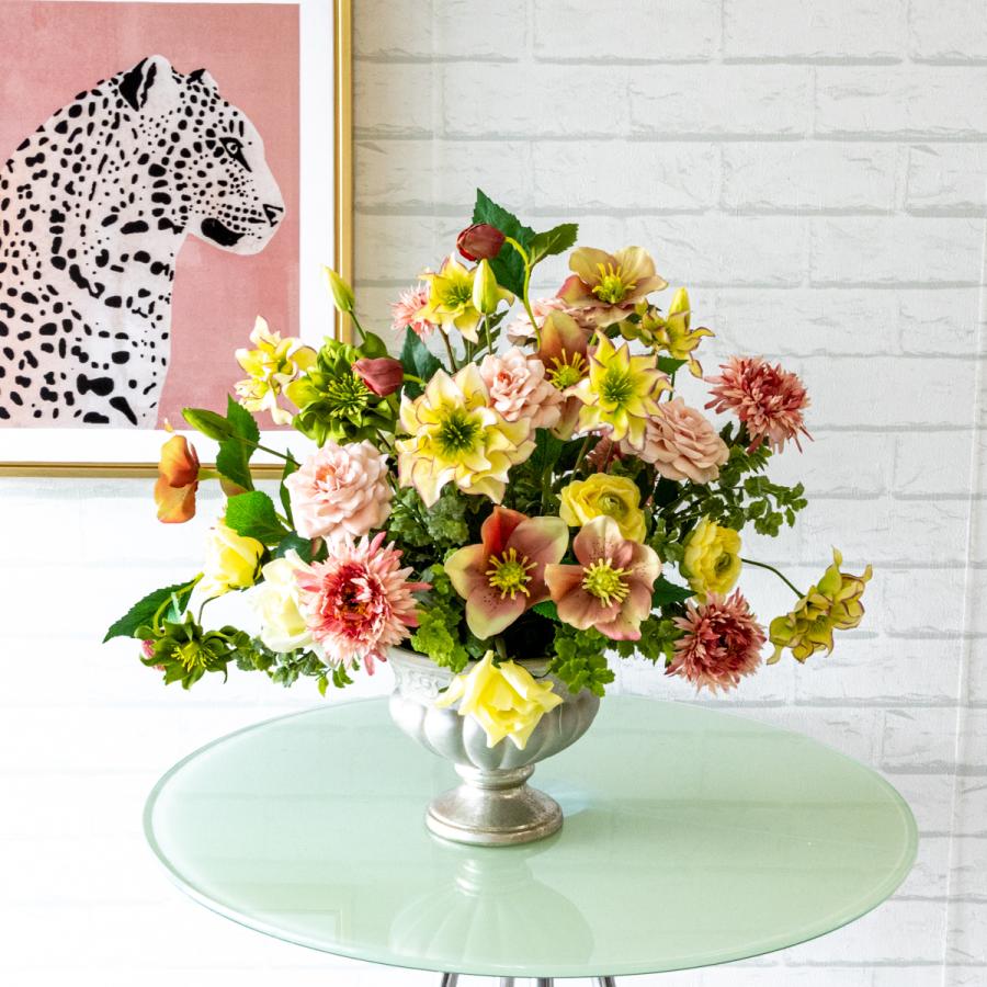 造花テーブルアレンジメント 高さ40cm 陶器鉢 / フラワー