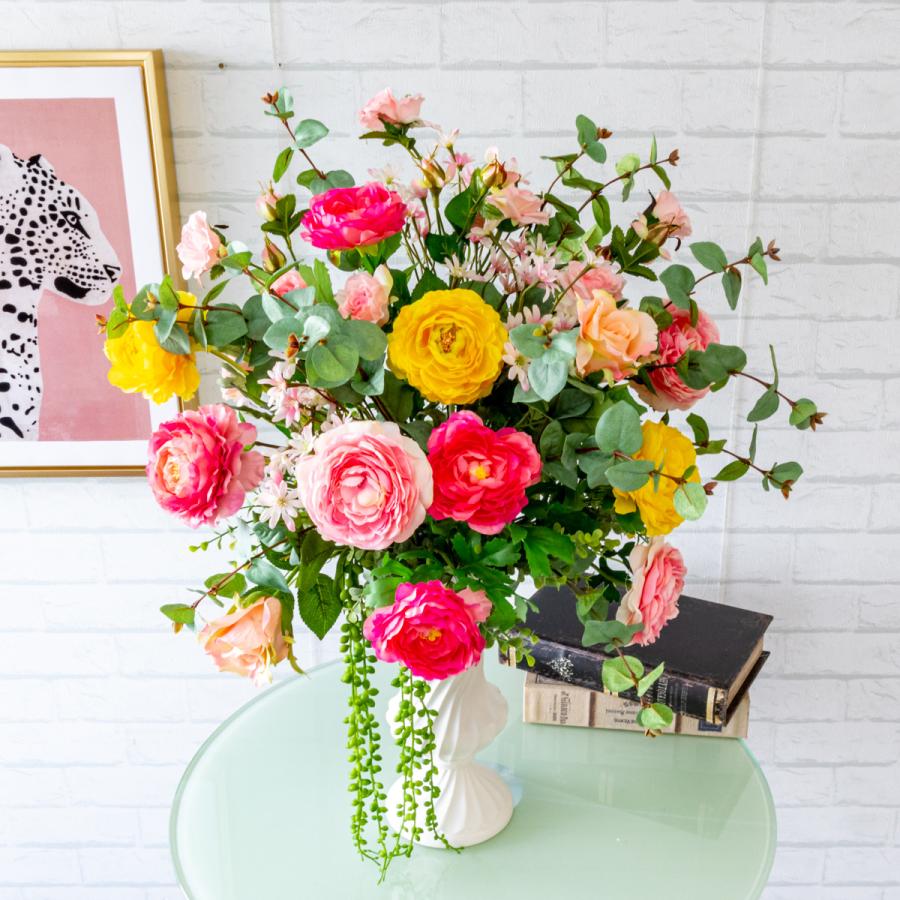 造花テーブルアレンジメント 高さ65cm 陶器鉢 / フラワー