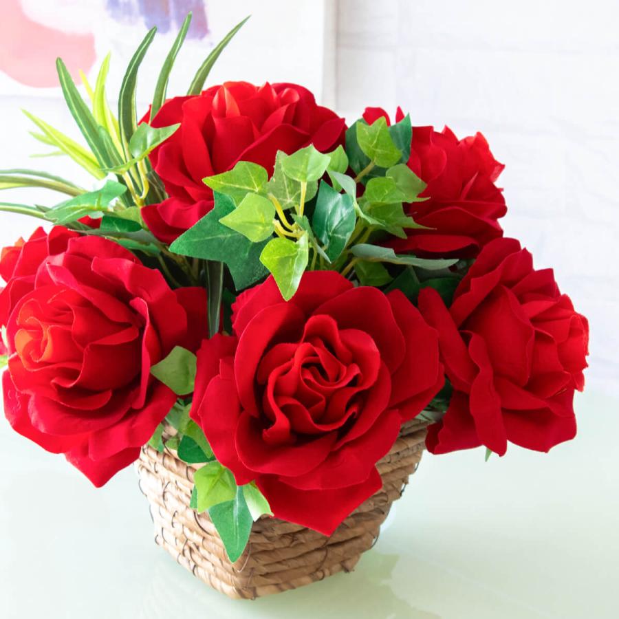 造花テーブルアレンジメント 高さ25cm バスケット鉢 / フラワー