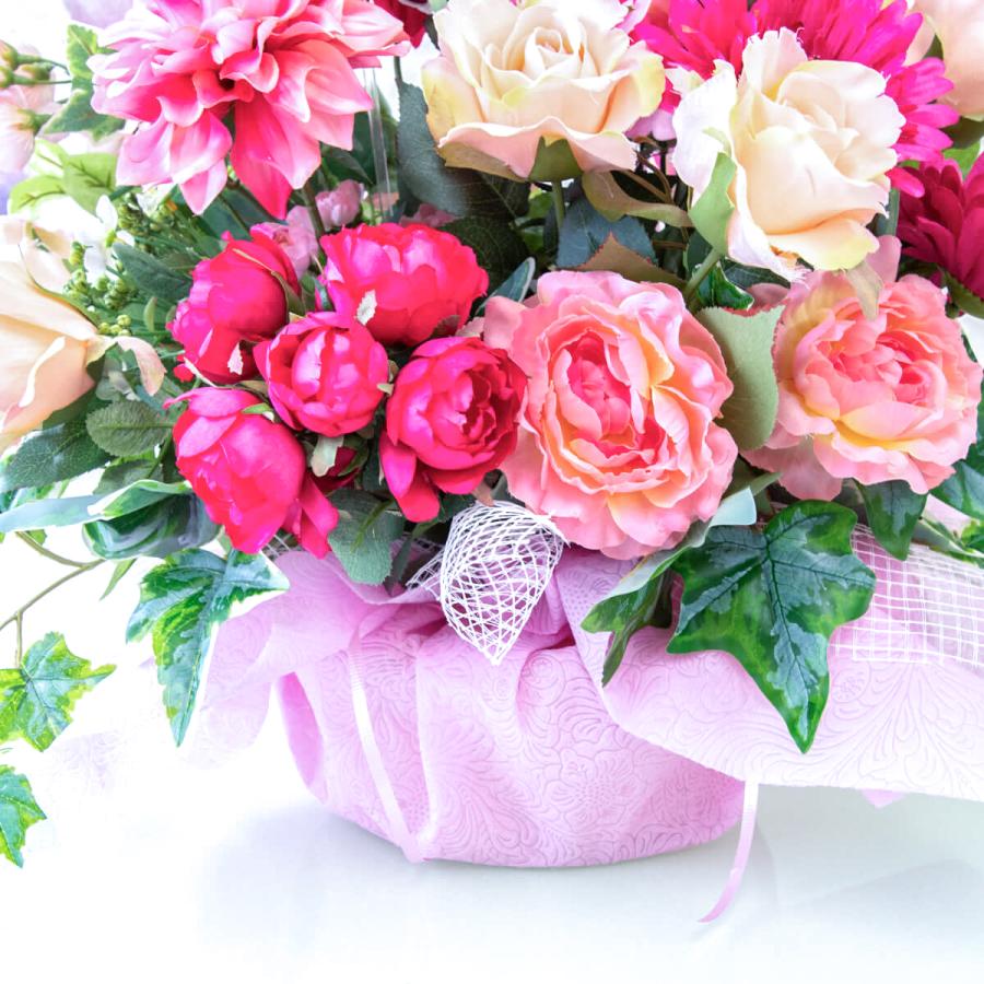 造花アレンジメント 高さ50cm / フラワー アレンジ 開店祝い 祝い花