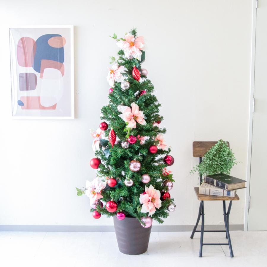 在庫限り商品】オーナメント付きクリスマスツリーアレンジ/鉢付き H約