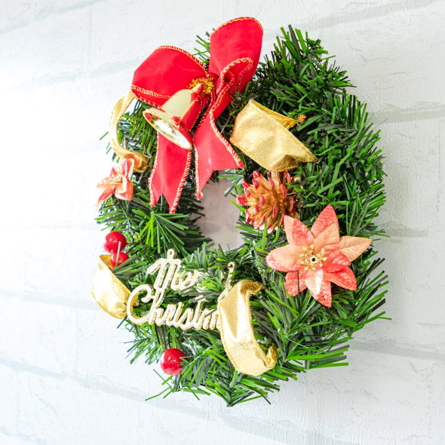 在庫限り商品】オーナメント付きクリスマスリース Φ約20cm /法人向け