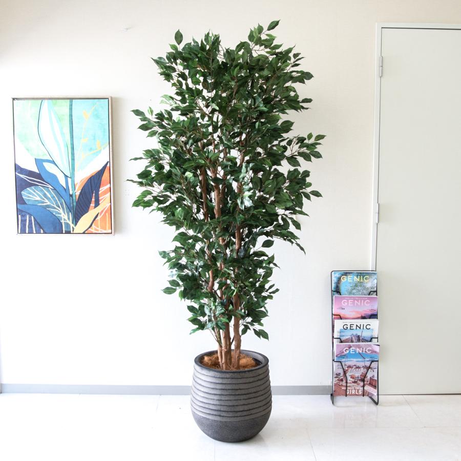 ★立札無料★【すぐ飾れる】 フェイクグリーン 人工観葉植物 フィカス ベンジャミン 190cm 大型 鉢付き / 法人・開店祝い 店舗・オフィス装飾_1