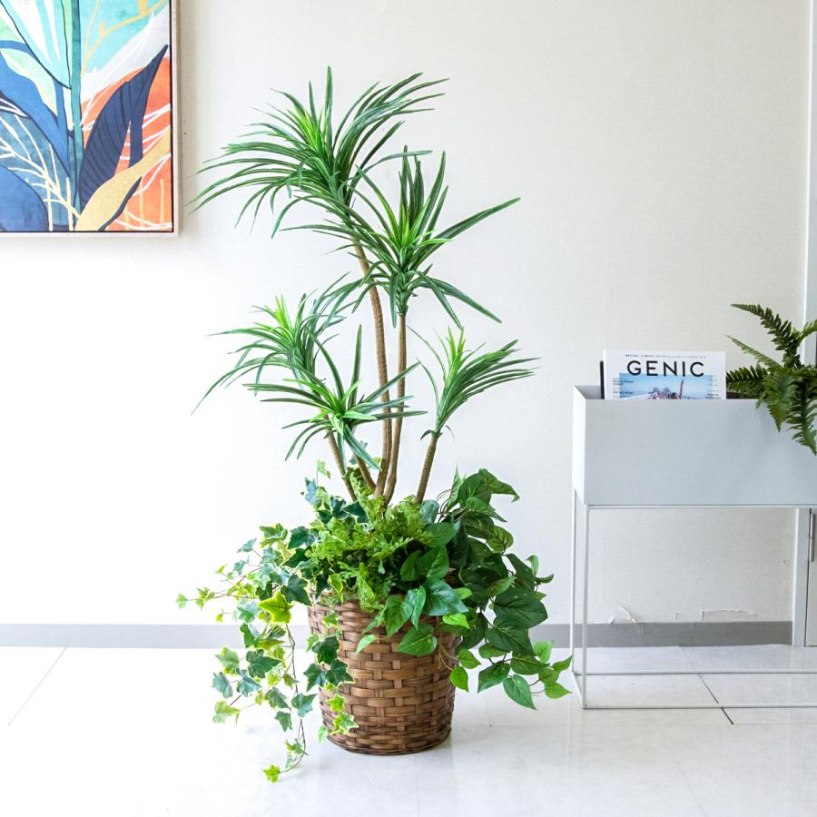 ★立札無料★【すぐ飾れる】 フェイクグリーン 人工観葉植物 ユッカ 115cm 鉢付き / 法人・開店祝い 店舗・オフィス装飾の画像