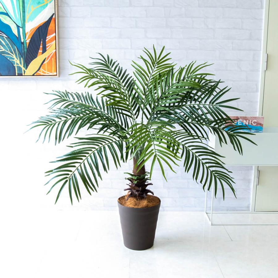 ★立札無料★【すぐ飾れる】 フェイクグリーン 人工観葉植物 フェニックス パームツリー ヤシの木 100cm 鉢付き / 法人・開店祝い 店舗・オフィス装飾の画像