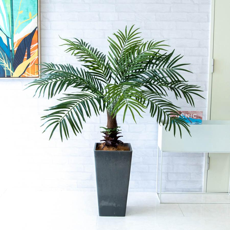 ★立札無料★【すぐ飾れる】 フェイクグリーン 人工観葉植物 フェニックス パームツリー ヤシの木 120cm 鉢付き / 法人・開店祝い 店舗・オフィス装飾の画像