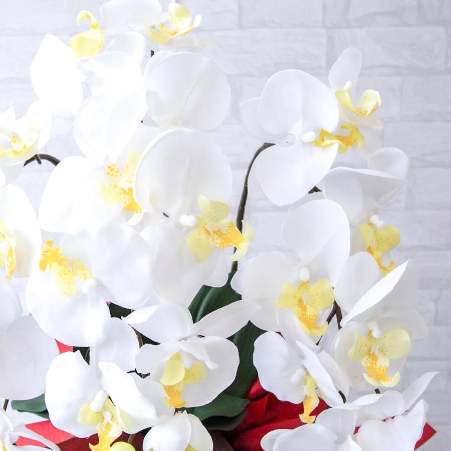【東4/21】≪ZW1533ジ≫造花 胡蝶蘭 幅約60cm×高さ約73cm 大型 白色/ホワイト インテリア/飾り 観葉植物 お祝い/新築/開店 プレゼント/記念日 造花 胡蝶蘭/白(ホワイト)/3本立ち/ブラウンラッピング/お祝い花 開店