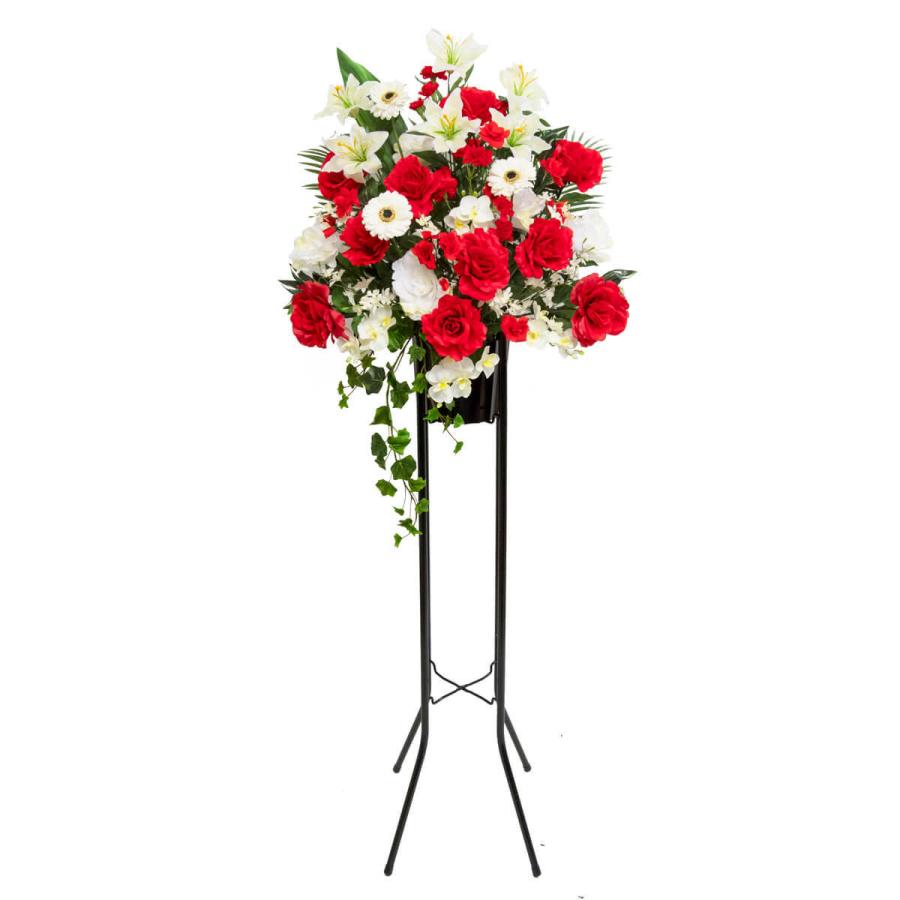 特売 Ps022 Bk 造花お祝い一段スタンド花 ローズ ガーベラ タイガーリリー 胡蝶蘭 シンビジウム レッド系 Bkスタンド 超人気 Unreditora Unr Edu Ar