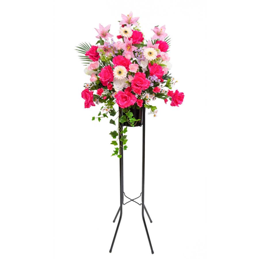 人気ショップが最安値挑戦 Ps024 Bk 造花お祝い一段スタンド花 ローズ ガーベラ タイガーリリー トルコキキョウ ピンク系 Bkスタンド 完売 Zoetalentsolutions Com