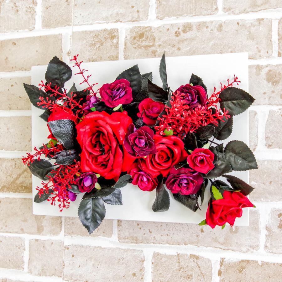 壁掛けアレンジ 造花 フェイクグリーン フレーム ウォールデコ【PW232