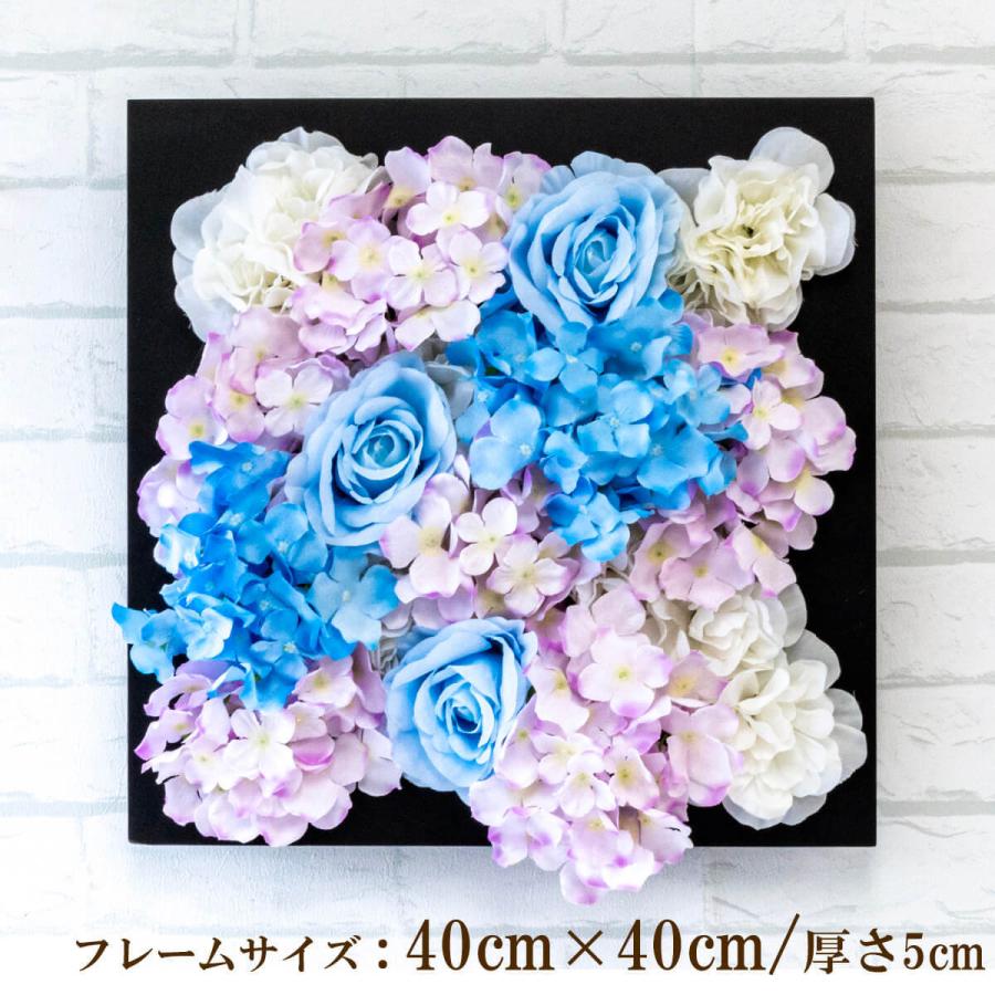 壁掛けアレンジ 造花 フェイクグリーン フレーム ウォールデコ【PW264-CL-40x40-BK 壁掛けウッドフレーム造花フラワーアレンジメント】