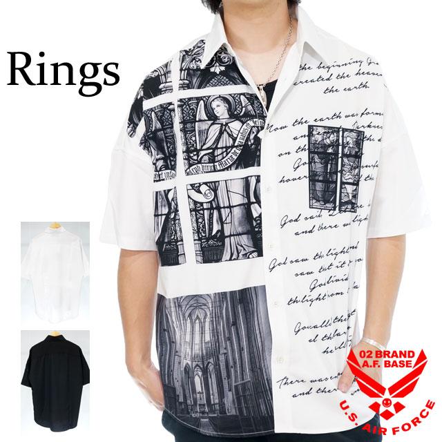 アウトレットセール!!リングス セパレートフォト オーバーサイズ 半袖 デザイン シャツ メンズ 新作2023年モデル RINGS 123712 | 