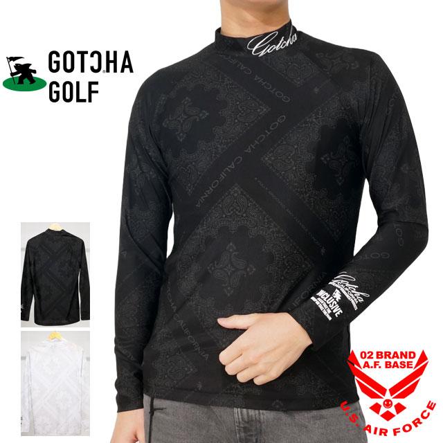 GOTCHA GOLF ガッチャゴルフ ロゴ刺繍 ペイズリー柄 ハイネック