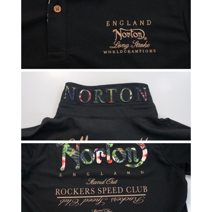 ノートン（NORTON） ボタニカル ワッペン刺繍 半袖ポロシャツ メンズ 