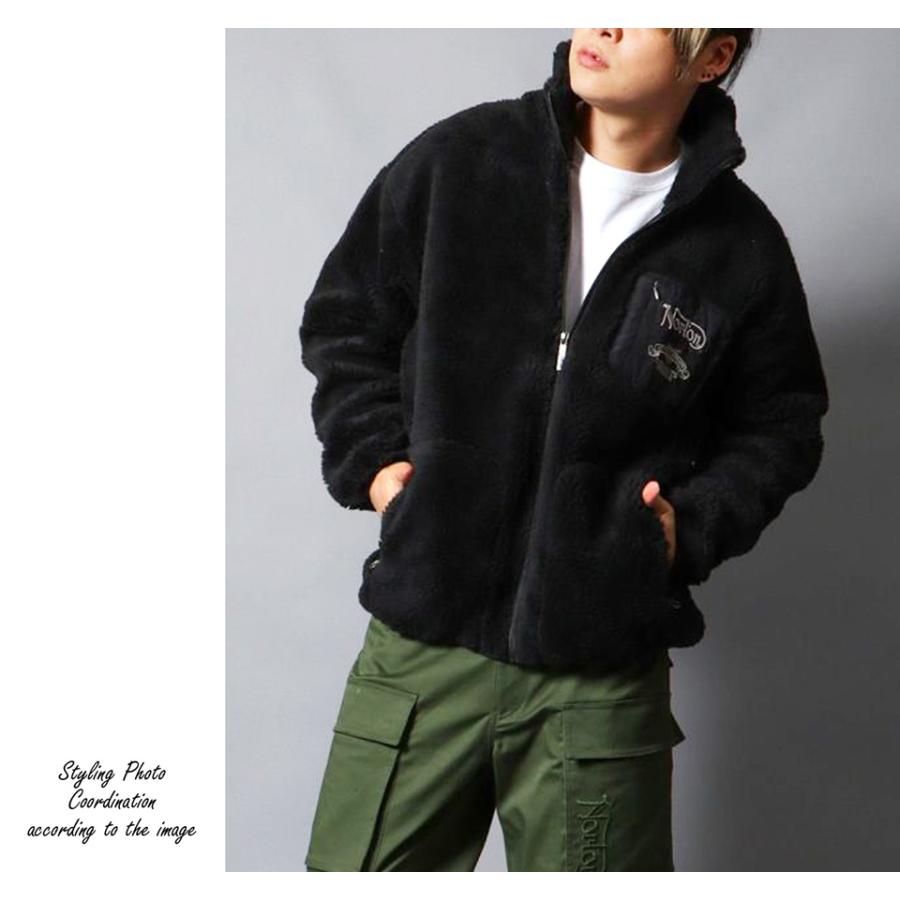 ノートン（NORTON） ロゴ刺繍 スタンドネック ボアジャケット メンズ