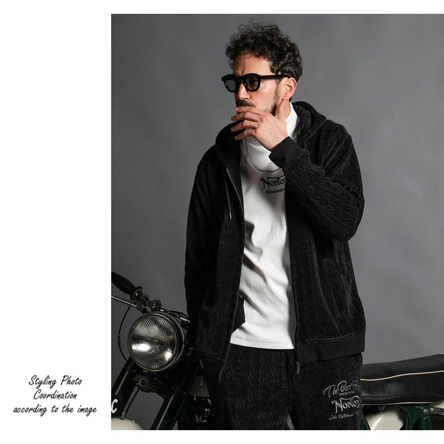 ノートン（NORTON） ロゴメタリック刺繍 ベロア ジップ パーカー