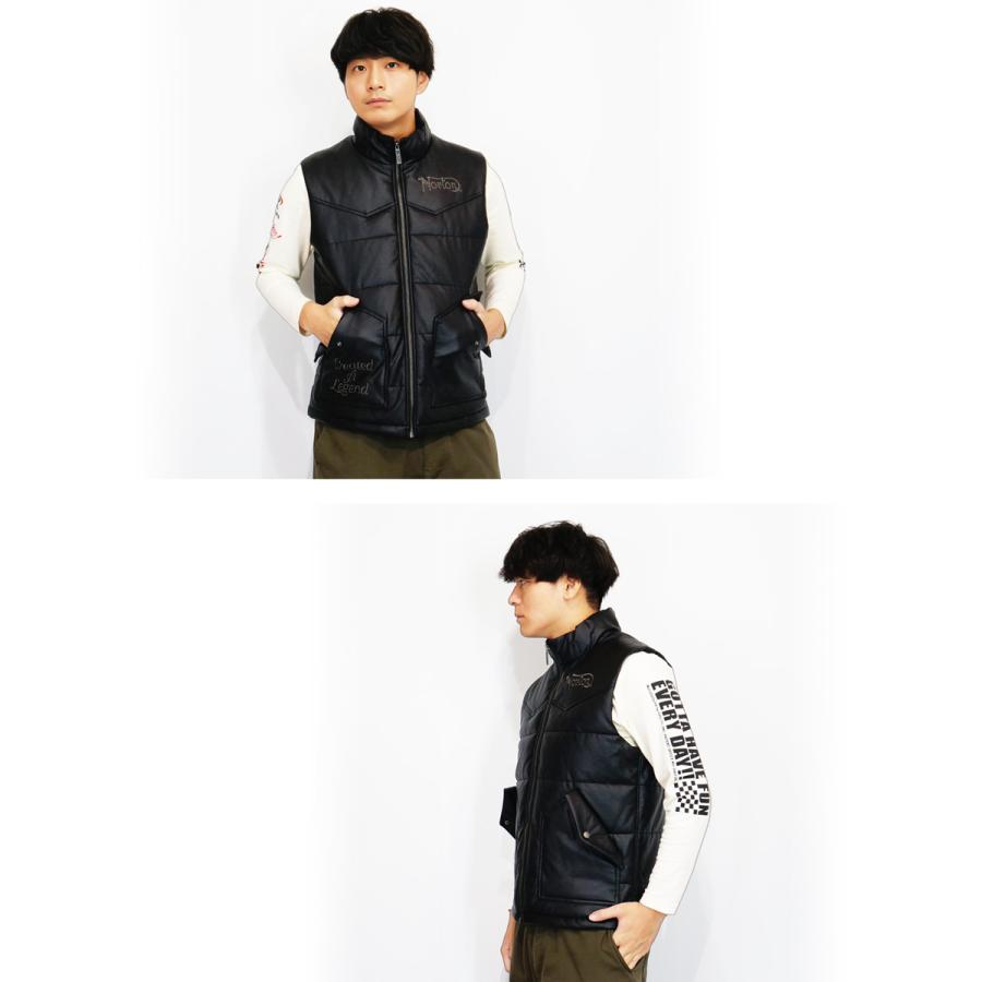 ノートン（NORTON） ロゴ刺繍MAXステッチ PUレザー 中綿ベスト