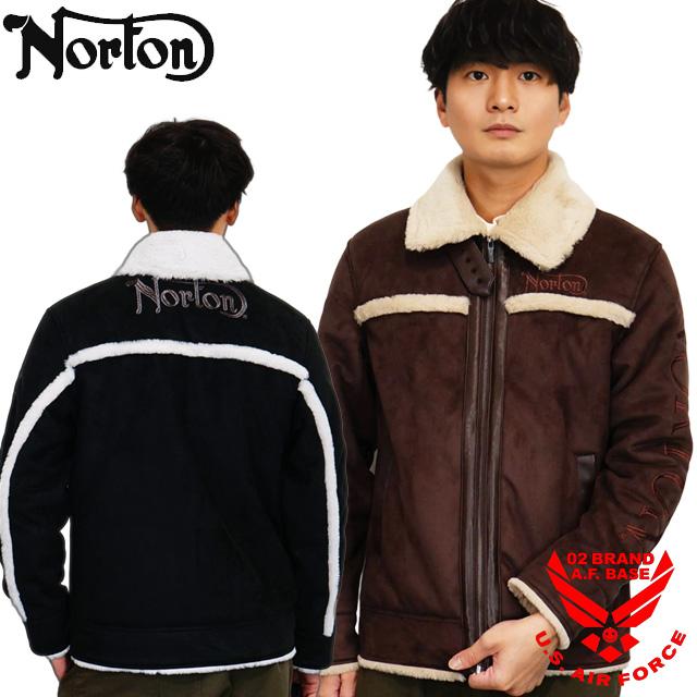 ノートン（NORTON） ロゴ刺繍 フェイク ムートンジャケット アウター