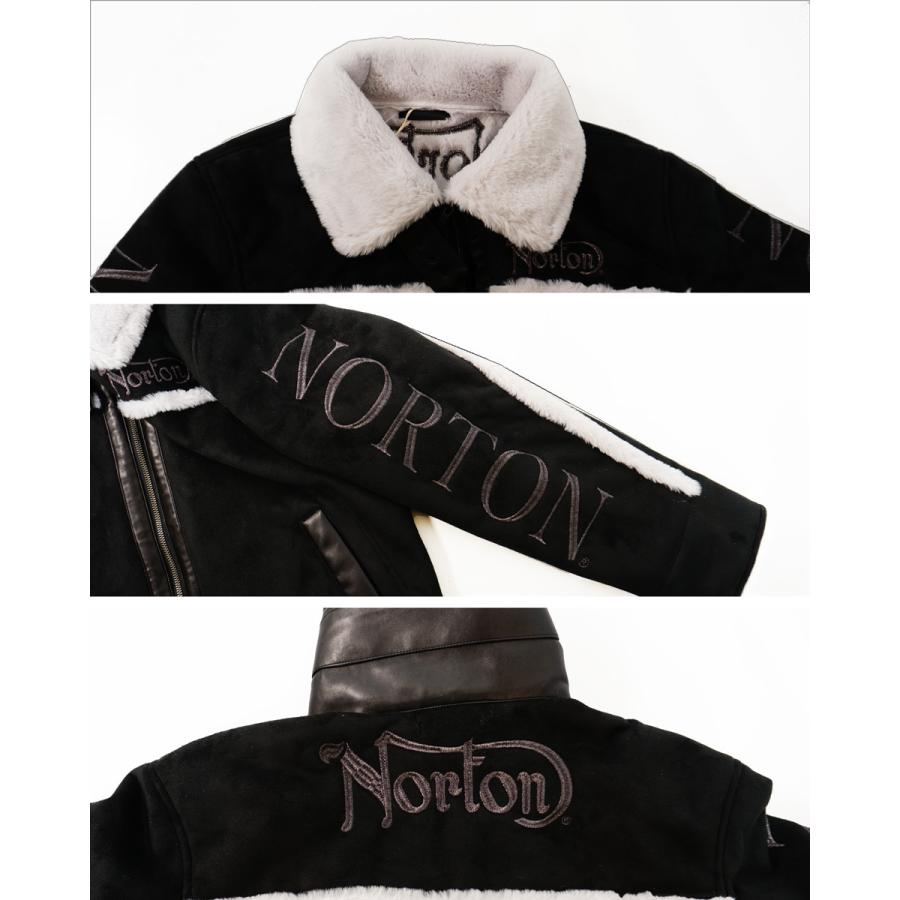 ノートン（NORTON） ロゴ刺繍 フェイク ムートンジャケット アウター