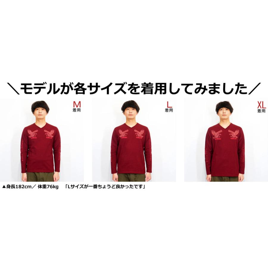 ノートン（NORTON） Wイーグル刺繍 Vネック 長袖Tシャツ ロンTee