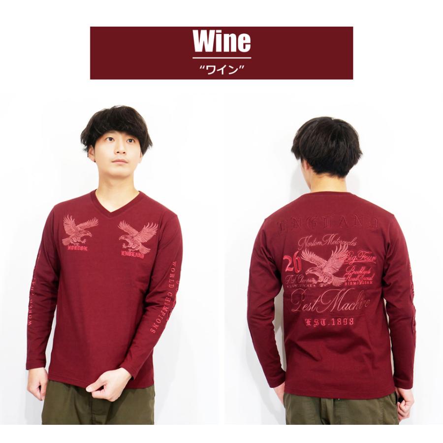 ノートン（NORTON） Wイーグル刺繍 Vネック 長袖Tシャツ ロンTee