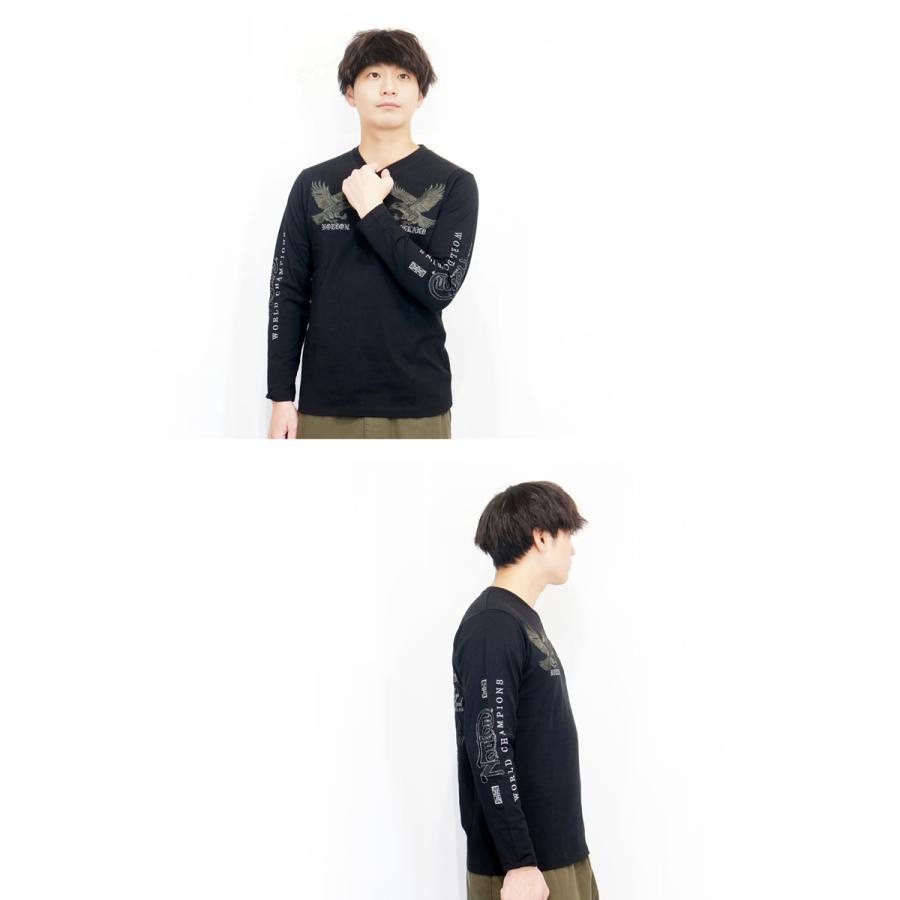 ノートン（NORTON） Wイーグル刺繍 Vネック 長袖Tシャツ ロンTee