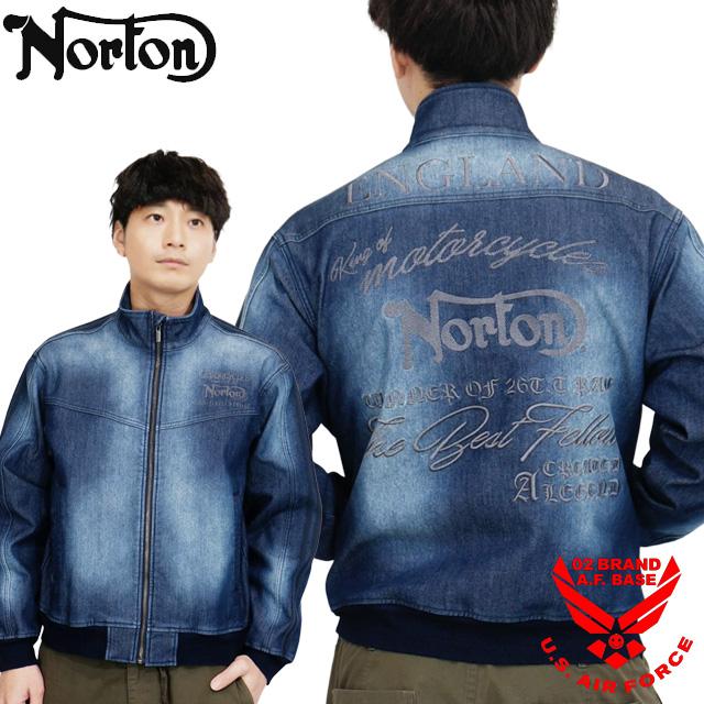 ノートン（NORTON） 防風 ロゴ刺繍 ストレッチ デニムジャケット