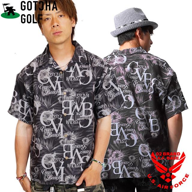 GOTCHA GOLF 迷彩柄シャツ XL GOTCHA GOLF ガッチャゴルフ リゾートボタニカル柄 ストレッチ 半袖