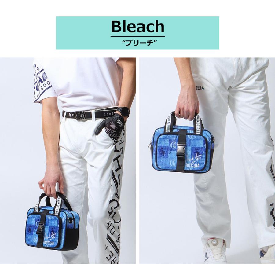 ガッチャゴルフ 撥水 2way ロゴ刺繍 デニム総柄 スクエア型 ラウンドポーチ トートバッグ ユニセックス 新作2026年モデル GOTCHA GOLF 262gg8500の画像