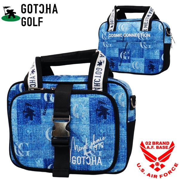 ガッチャゴルフ 撥水 2way ロゴ刺繍 デニム総柄 スクエア型 ラウンドポーチ トートバッグ ユニセックス 新作2026年モデル GOTCHA GOLF 262gg8500の画像