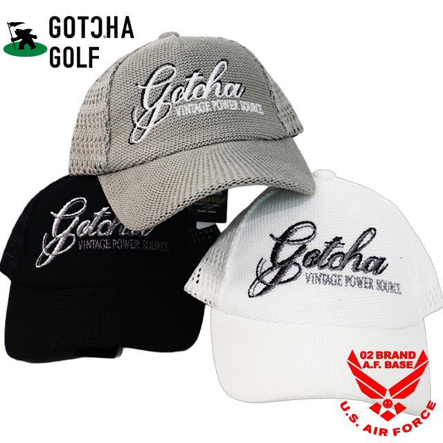 新品　バービー　ゴルフ　ラメ　光沢　メッシュ　キャップ　帽子　野球帽　白キャップ GOTCHA GOLF ガッチャゴルフ ラメロゴ刺繍 サーモメッシュキャップ