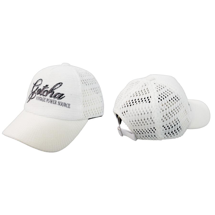 新品　バービー　ゴルフ　ラメ　光沢　メッシュ　キャップ　帽子　野球帽　白キャップ GOTCHA GOLF ガッチャゴルフ ラメロゴ刺繍 サーモメッシュキャップ