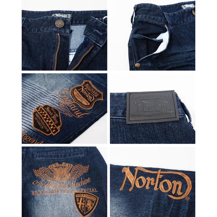 ノートン（NORTON） ロゴ刺繍 ストレッチ 7分丈 ライダースデニム 