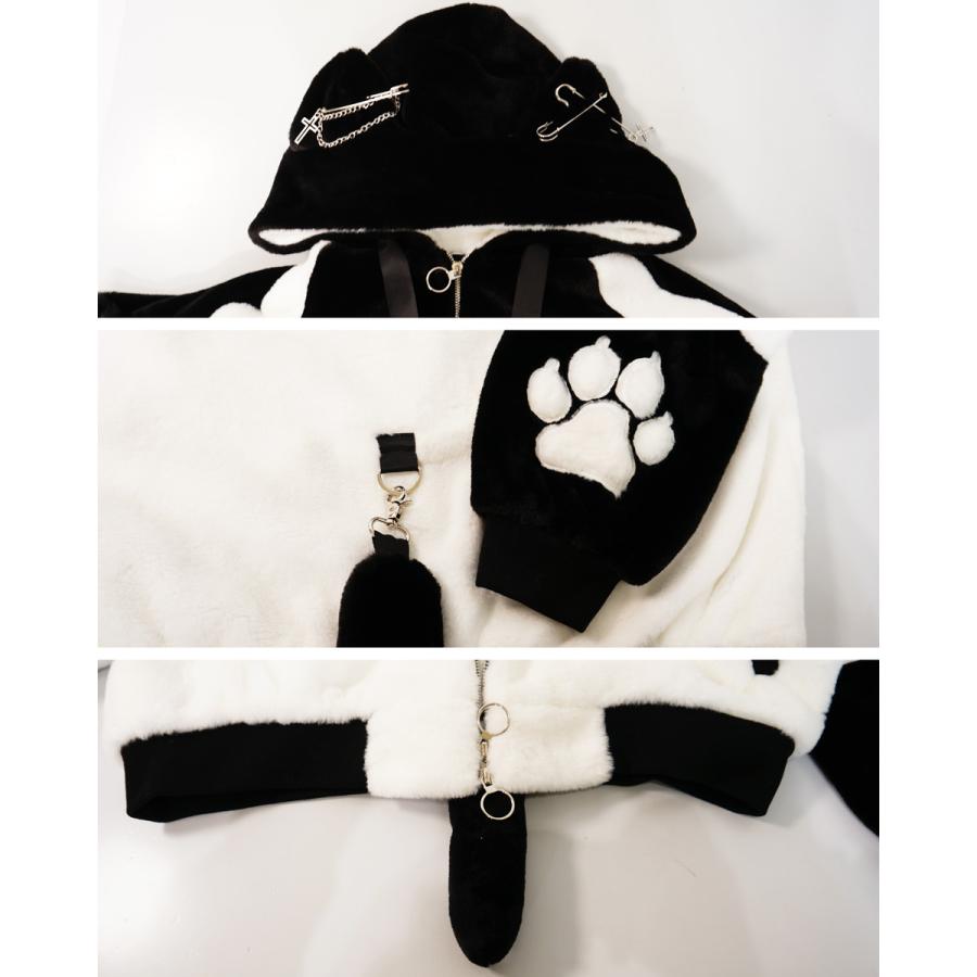 サイコネーション モコモコ猫耳肉球 しっぽ付き ファーフードブルゾン