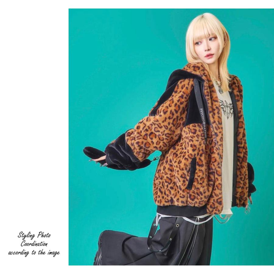 サイコネーション モコモコ猫耳肉球 しっぽ付き ファーフードブルゾン