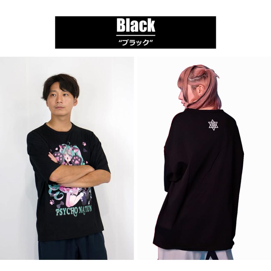サイコネーション 寝田ルネコラボ ネコ耳メイド プリント 半袖Tシャツ