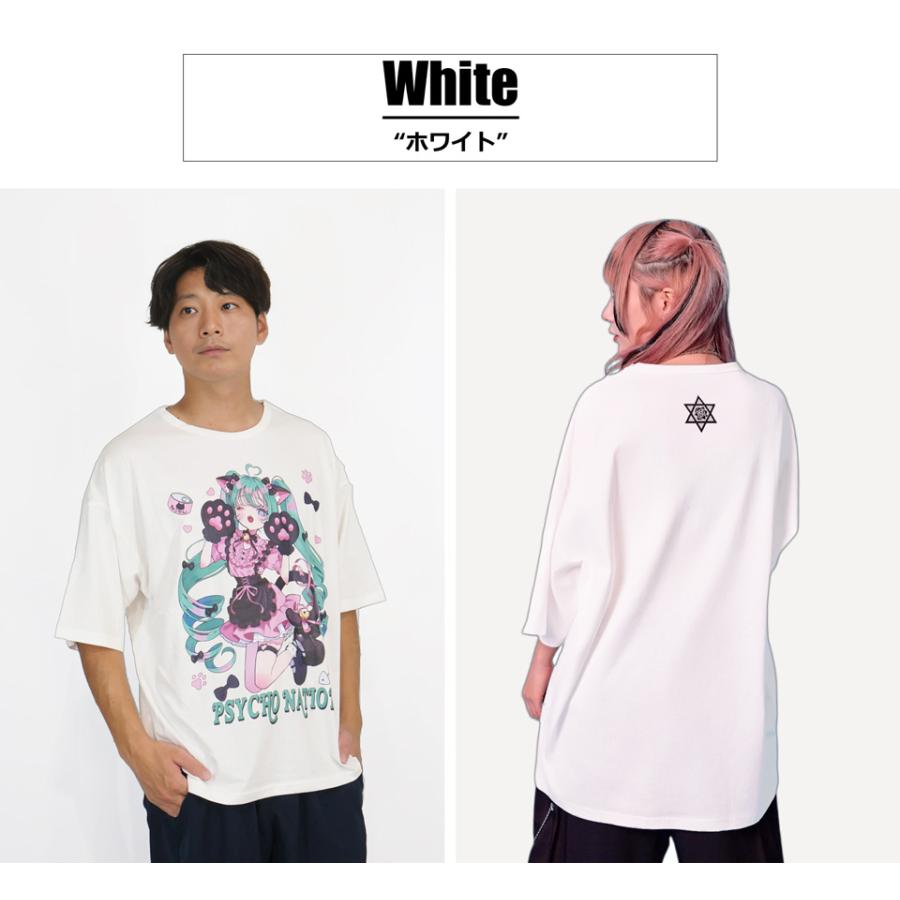 サイコネーション 寝田ルネコラボ ネコ耳メイド プリント 半袖Tシャツ