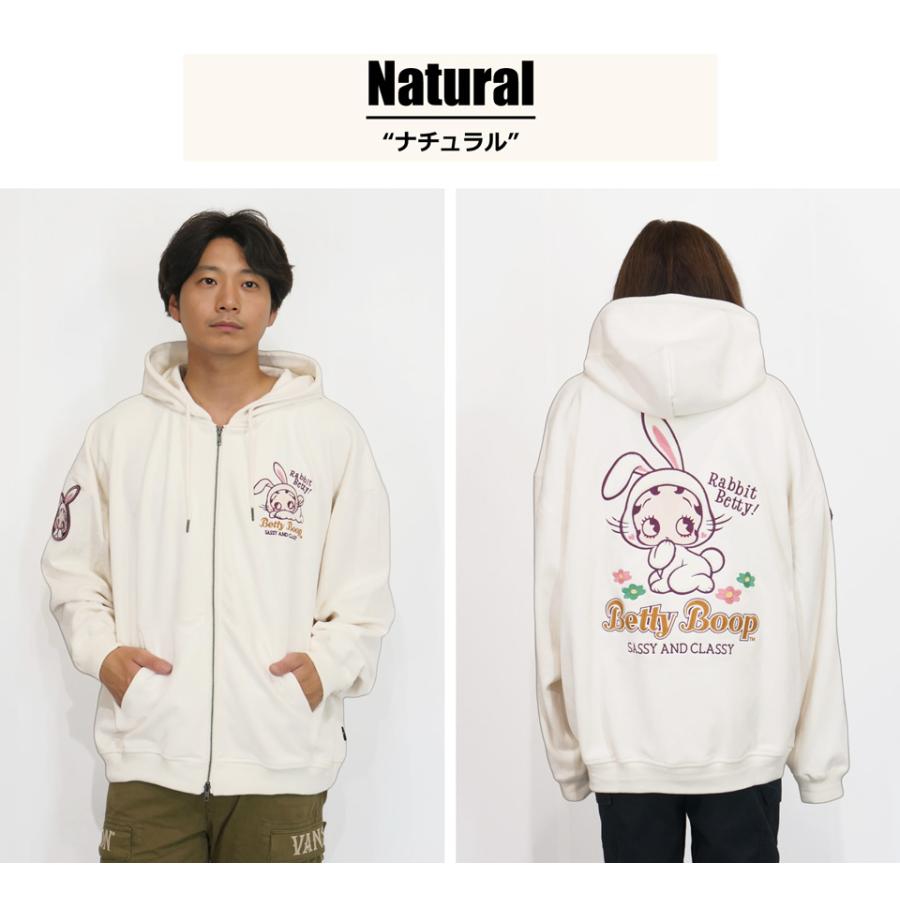 ベティブープ うさ耳ベティー刺繍 起毛プレーティング オーバーサイズ ジップアップパーカー ユニセックス 新作2025年モデル BETTY BOOP bbn-2523_3