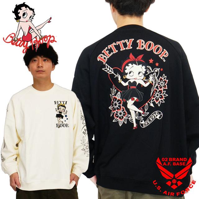 betty boop ベティちゃんトレーナー総柄ジャングルusedインパクト大 BETTY BOOP（ベティ ブープ） TATTOOグラフィックベティー刺繍