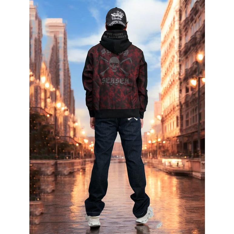 CROWS クローズワースト 背にドクロ刺繍 ナイロン切替